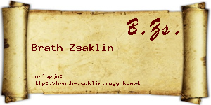 Brath Zsaklin névjegykártya